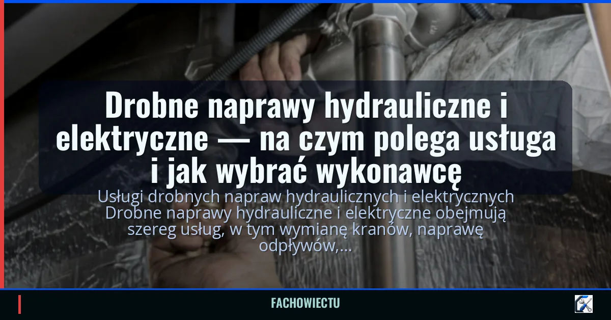 Drobne naprawy hydrauliczne i elektryczne — na czym polega usługa i jak wybrać wykonawcę