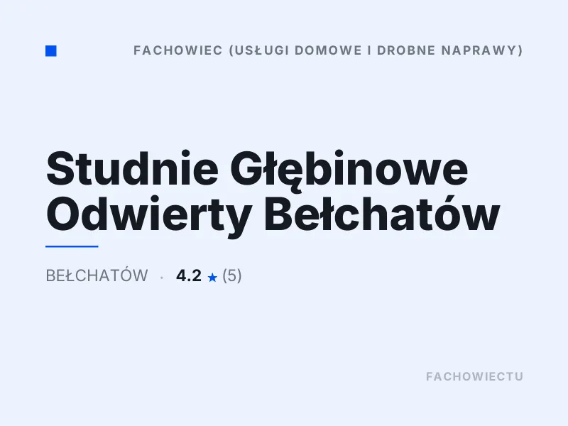 Studnie Głębinowe Odwierty Fachowiec Bełchatów