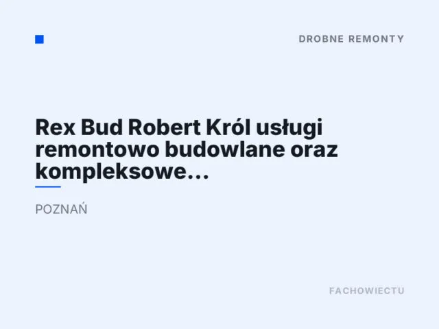 Rex Bud Robert Król usługi remontowo budowlane oraz kompleksowe wykończenia wnętrz